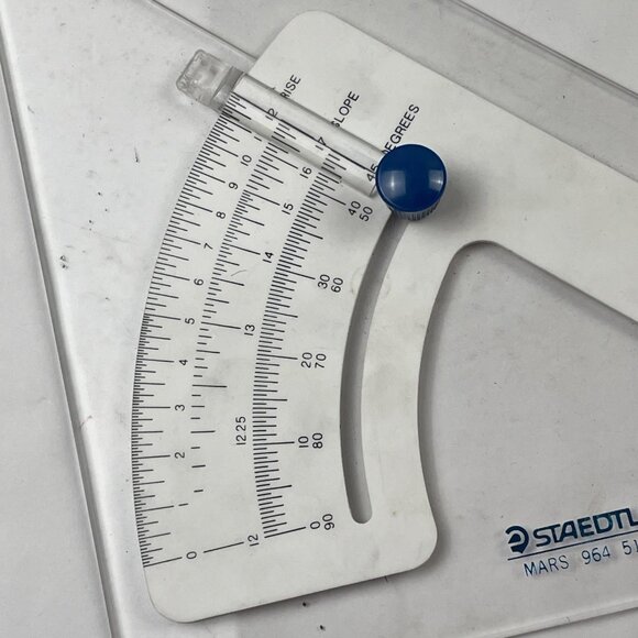 Vintage STAEDTLER Mars 964 51-10 Adjustable Triangle with Slope & Rise Drafting - Picture 5 of 10